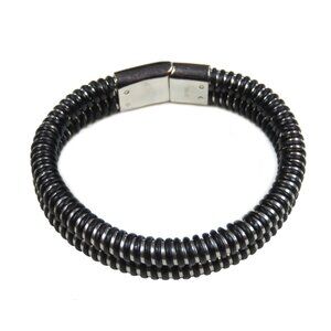 Inox Women's Stainless Steel Bracelet with Black Accents